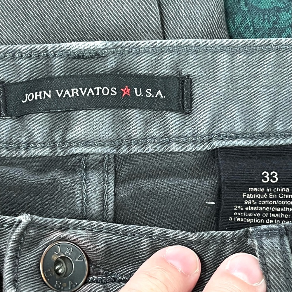 John Varvatos Bowery Charcoal Gray Denim Jeans size 33X30  #20 - Picture 3 of 7